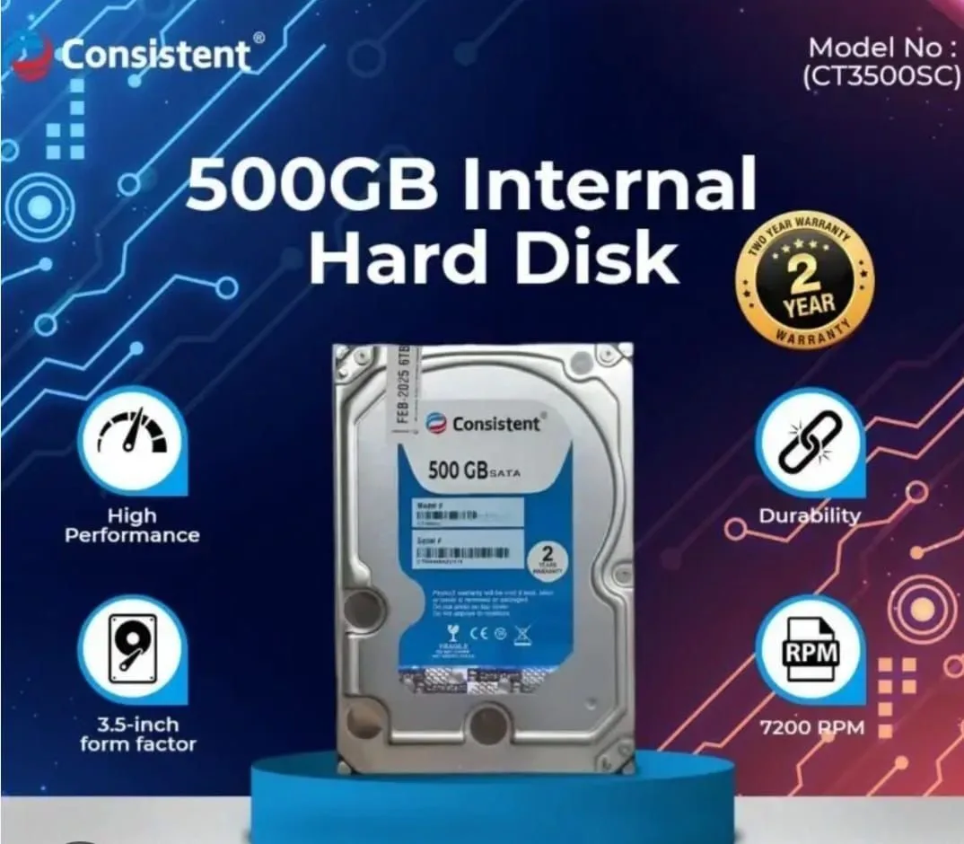 Consistent 500GB 3.5" Internal SATA Desktop Hard Disk