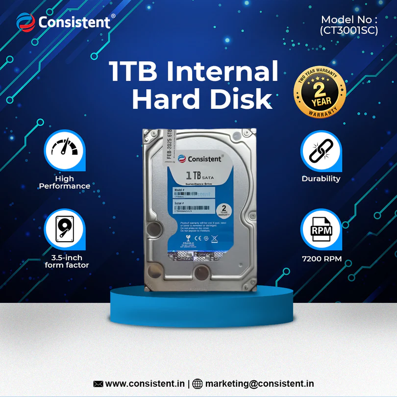 Consistent 1 TB SATA Internal Hard Drive, 3.5 Inch